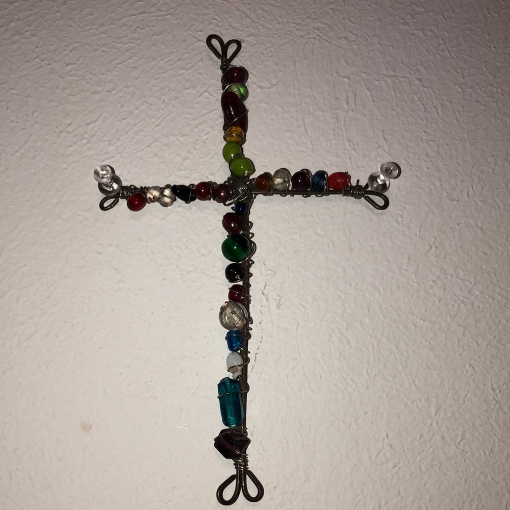 homemade crystal cross (real crystals)